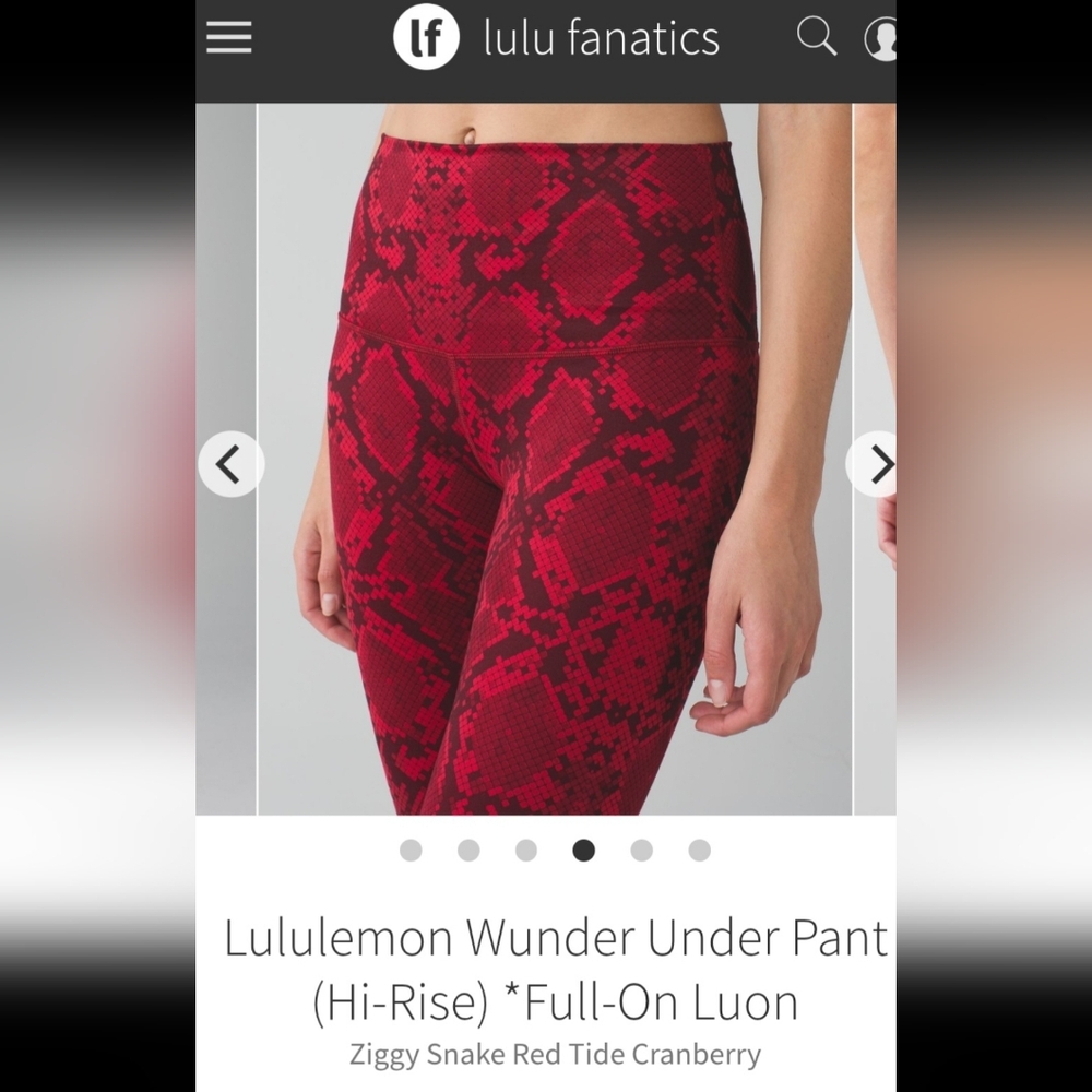 Lululemon Ziggy Red Snake Print Legging/Tights Size 4
